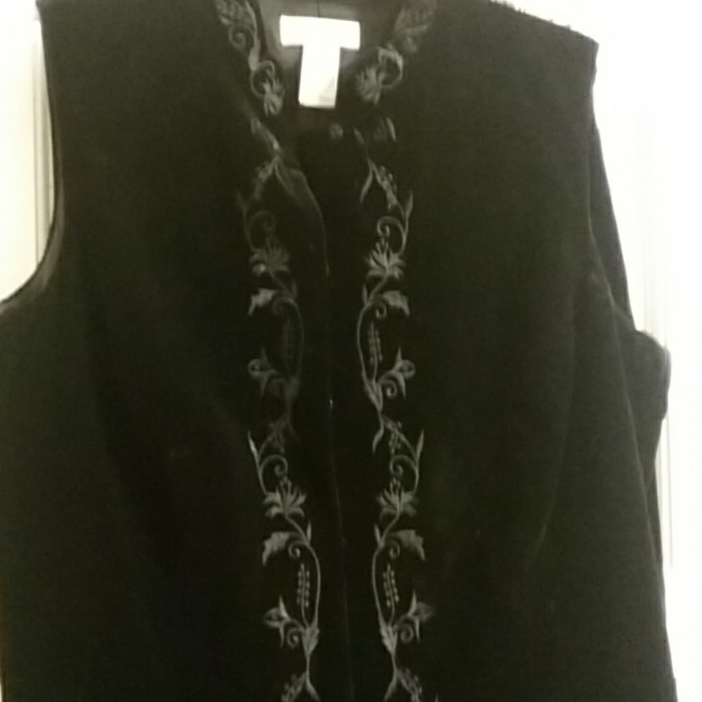 Ann Taylor Black velvet pants and top.